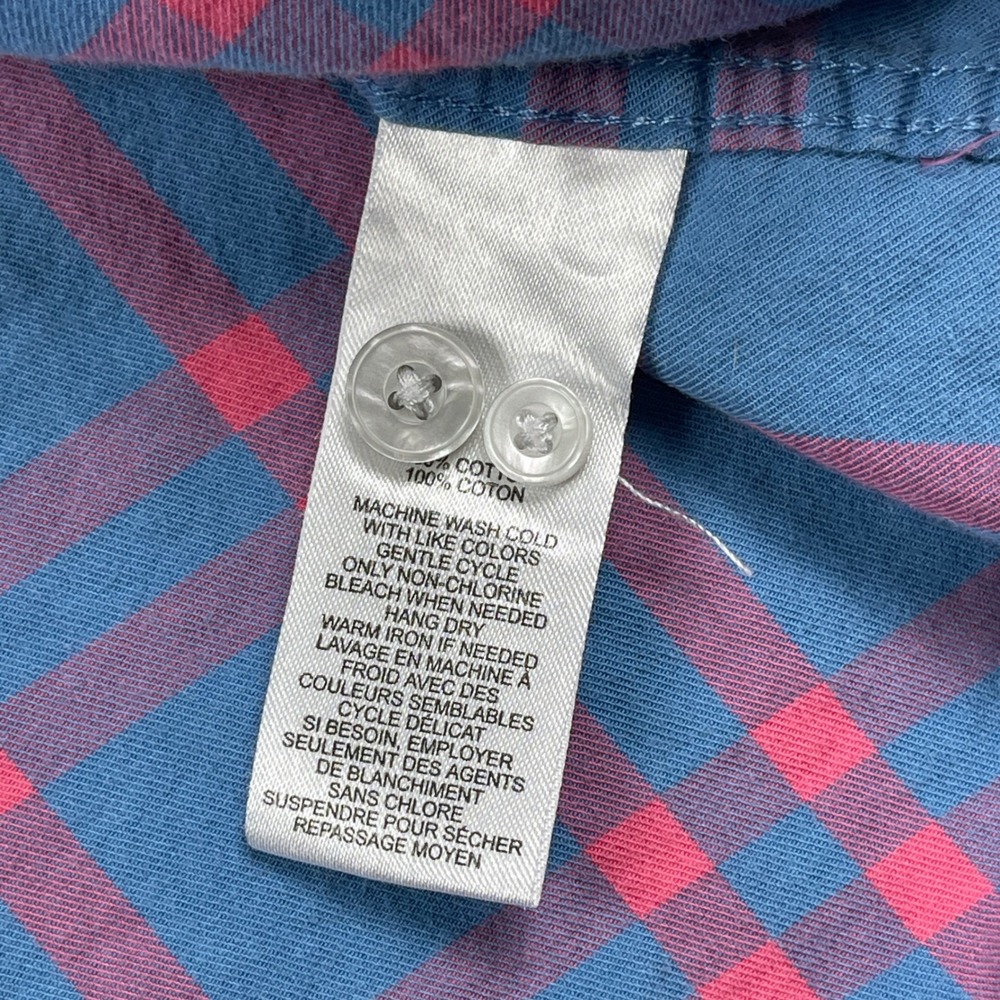 UNTUCKit Shirt Mens Small Blue Pink Plaid Flannel Cotton Button Down Long Sleeve - Picture 9 of 11